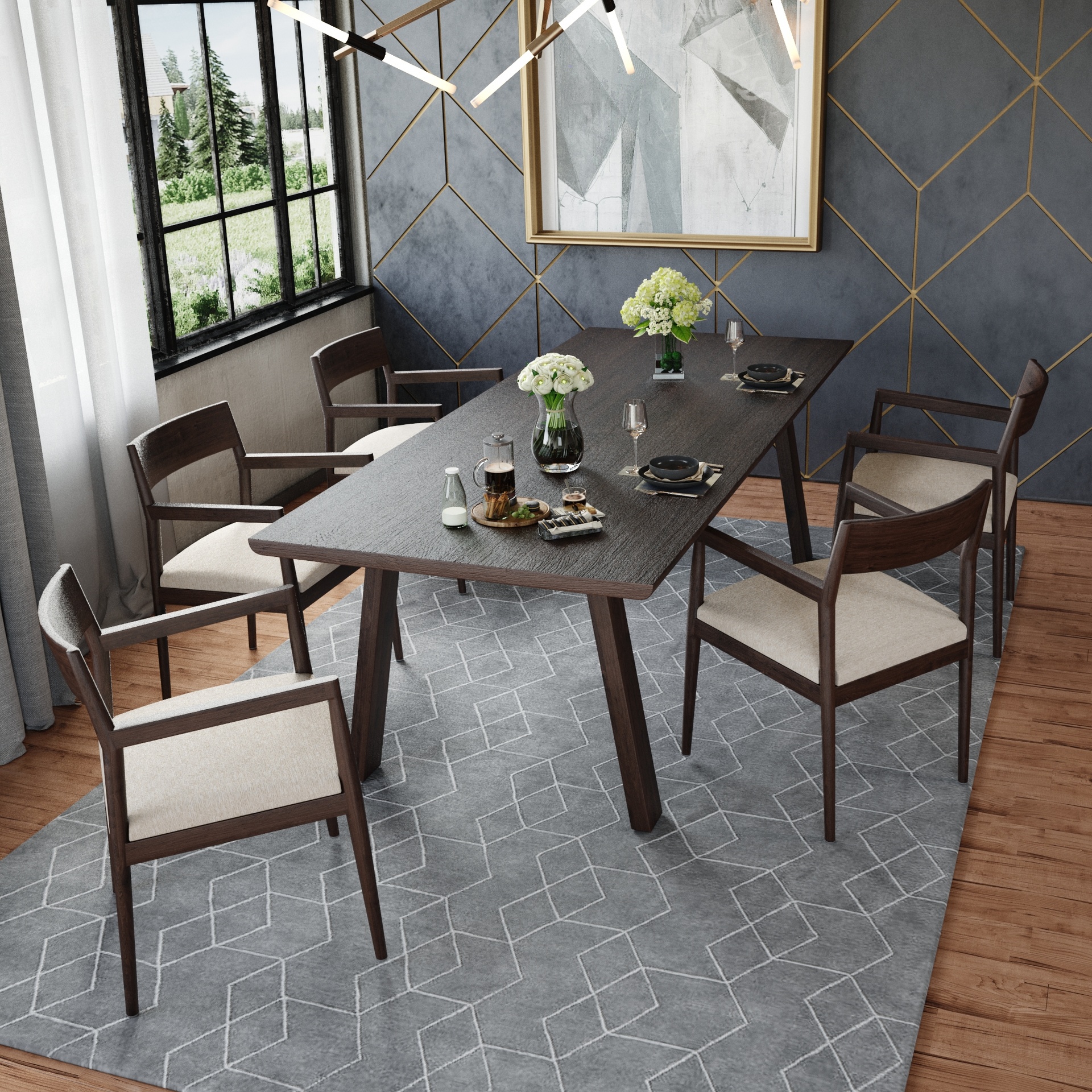 Rilley Dining Table with Lizzy Chairs
