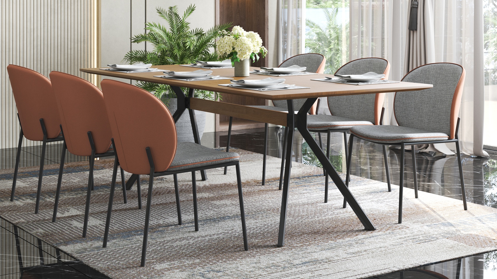 Flix Dining Table with Nyla Chairs